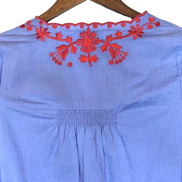 NWT Madewell Embroidered Breeze Cotton Dress Lightweight Resort Boho Blue XXS - Picture 5 of 13
